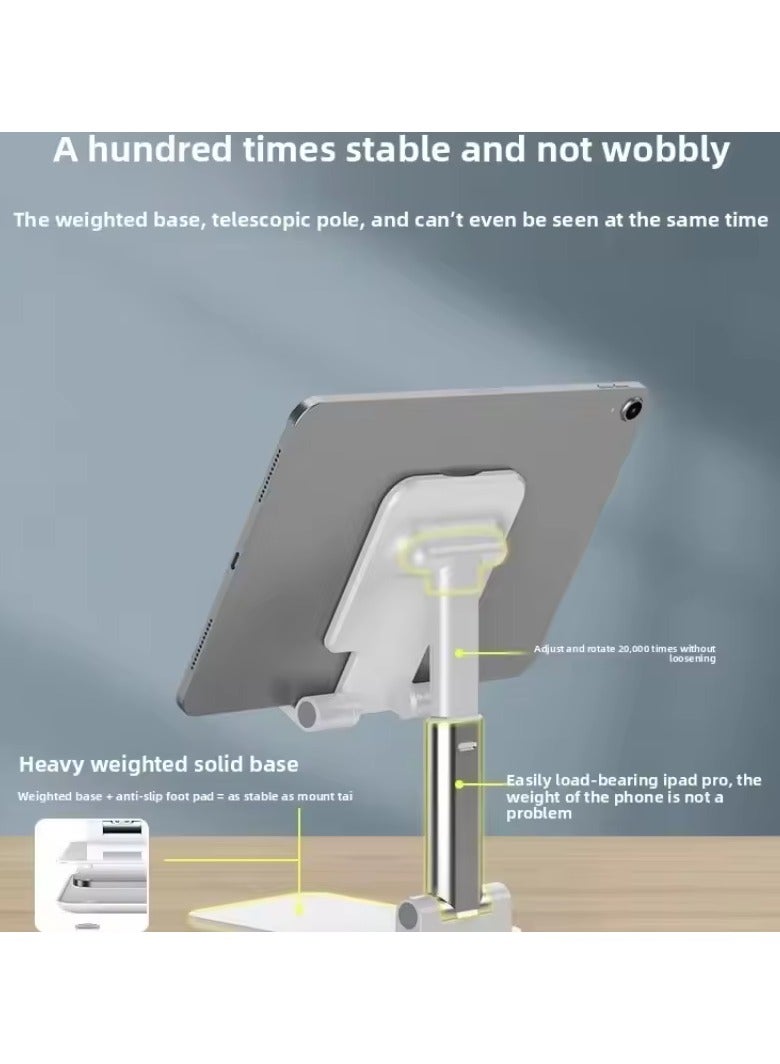 Lazy mobile desktop stand, foldable portable mobile desktop mobile phone stand portable, adjustable angle and height, with silicone pad, suitable for mobile phone tablet stand, white - Image 3