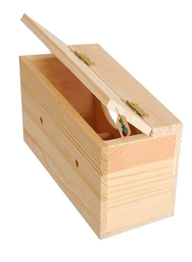 DreamAuro 15 Inches Natural Wood Mountable Birds Nest Cum Breeding Box with Perch for Cockatoo, Macaw, African Grey Bird - Image 4