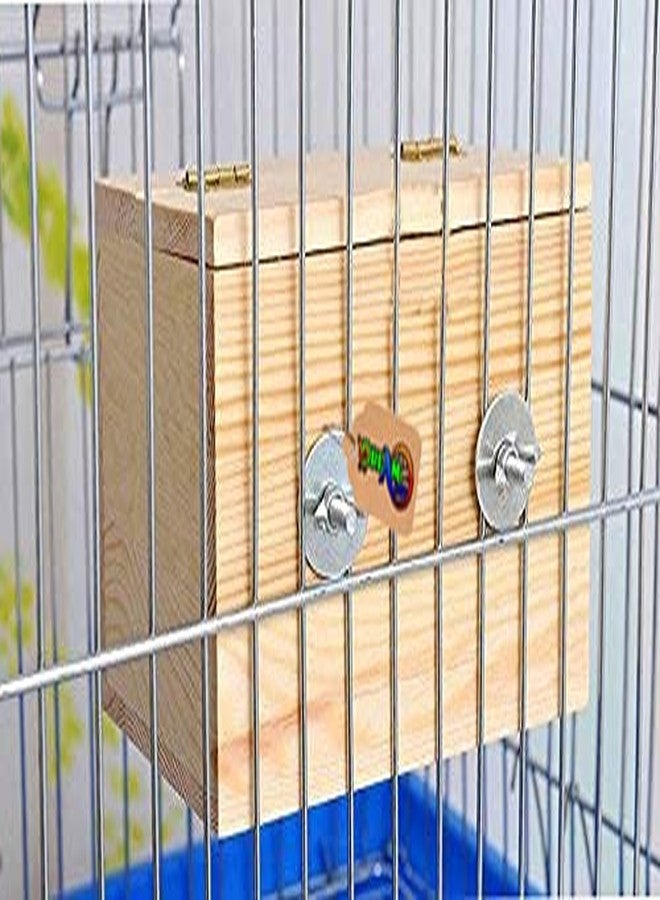 DreamAuro 15 Inches Natural Wood Mountable Birds Nest Cum Breeding Box with Perch for Cockatoo, Macaw, African Grey Bird - Image 3