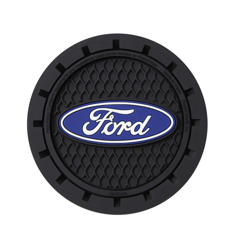 Plasticolor 000651R01 Ford Oval Auto Car Truck SUV Cup Holder Coaster 2Pack Blue