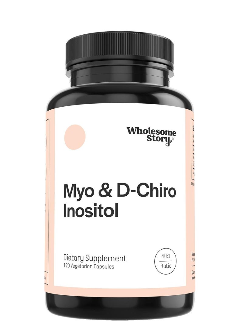 Wholesome Story Wholesome Story Myo-Inositol and D-Chiro Blend Most Beneficial 40:1 Ratio PCOS, Hormonal Balance and Healthy Ovarian Function Support Vitamin B8 for Women (120 Vegetarian Capsules)  - Image 1