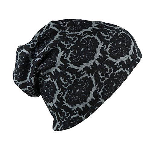 iSWEVEN Cotton Slouchy Beanie and Skull Cap for Summer, Winter, Autumn & Spring Season, Can be Used as a Helmet Cap Too - Free Size (7045A, Black) - Image 1