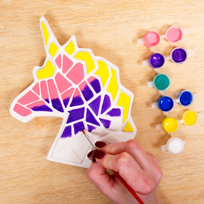 Creative Roots Paint Your Own Stepping Stones Multipack with Butterfly, Unicorn, & Heart, 3 Ceramic Stepping Stones (7 Inch Each), 18 Acrylic Paints, 3 Paintbrushes, Ages 8+ - Image 2