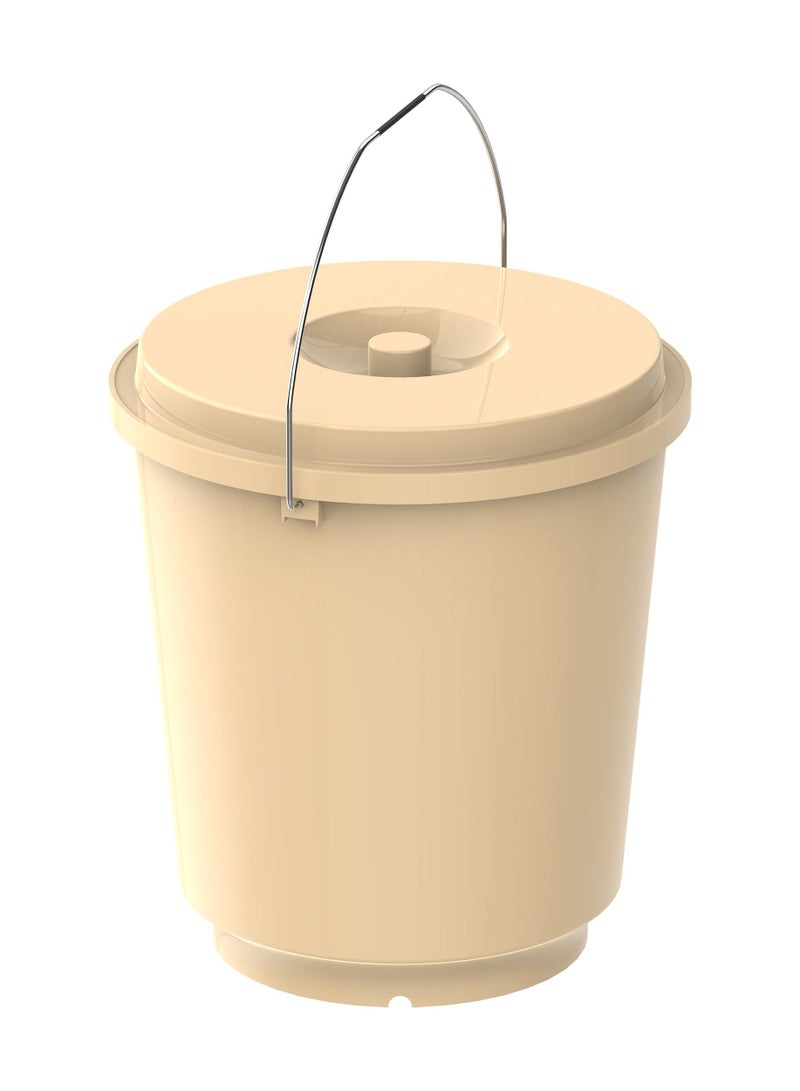 Cosmoplast دلو بلاستيكي دائري سعة 20 لتر مع مقبض فولاذي لون عاجي 34x34x35 سم - Image 1
