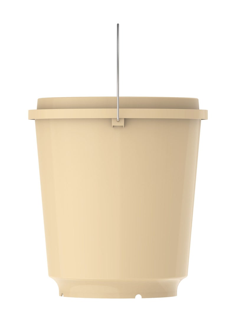 Cosmoplast دلو بلاستيكي دائري سعة 20 لتر مع مقبض فولاذي لون عاجي 34x34x35 سم - Image 3