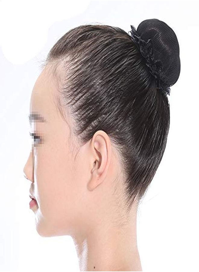 mollensiuer - 8Pcs Reusable Bun Hair Nets Elastic Flower Edge Hairnet For Ballet Bun Cover Dance Skating Gymnastics Performance Dancers Hair Accessories Black - Image 1