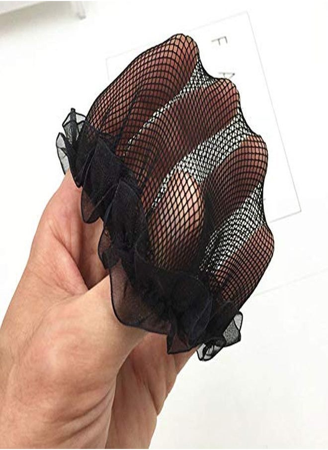 mollensiuer - 8Pcs Reusable Bun Hair Nets Elastic Flower Edge Hairnet For Ballet Bun Cover Dance Skating Gymnastics Performance Dancers Hair Accessories Black - Image 1