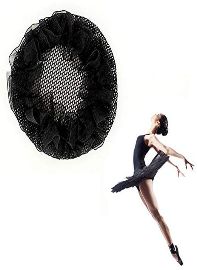 mollensiuer - 8Pcs Reusable Bun Hair Nets Elastic Flower Edge Hairnet For Ballet Bun Cover Dance Skating Gymnastics Performance Dancers Hair Accessories Black - Image 1