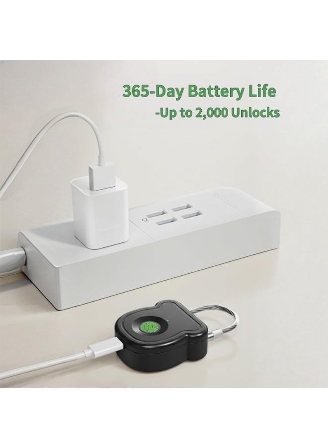 قفل ذكي ببصمة الإصبع، قفل بيومتري بدون مفتاح بسعة 20 بصمة إصبع، شحن USB وفتح طوارئ، مثالي لخزائن الصالات الرياضية، الأمتعة، حقائب السفر، حقائب الظهر، صناديق الأدوات، الاستخدام المدرسي أو أثناء السفر (جهاز فك التشفير مرفق) - Image 4