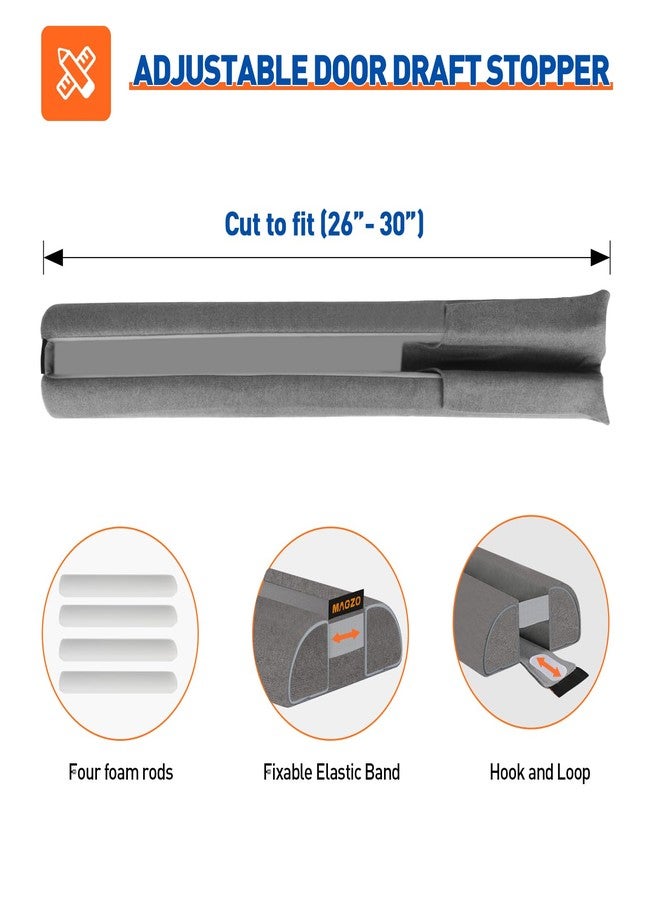MAGZO Door Stop, 30 Inch, Adjustable, Under A Gap Filler Fits Backgrounds 26'' 30'', Seals Gaps Up to 1.7", Soundproof, Blocks Air, Noise, Light and Dust - Grey - Image 4