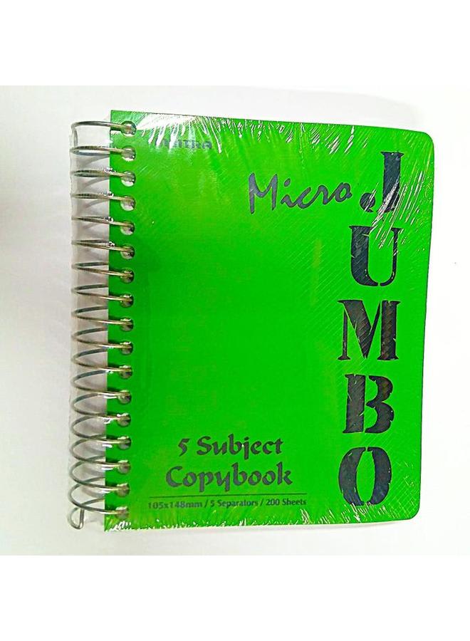 Mintra Micro Jumbo Wirebound Notebook, 200 Sheets, 148*105mm, 5 Materials, Reinforced Plastic Cover, Green Color
