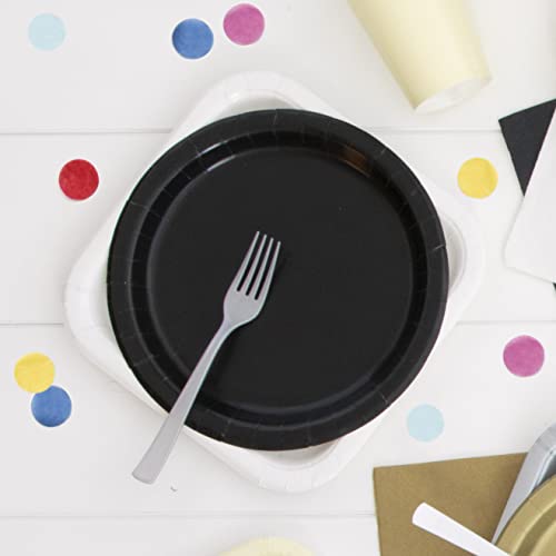 Unique Party Black Round Paper Dinner Plates - 9" (Pack of 8) - Eco-Friendly & Disposable Tableware - Perfect for Celebrations, Weddings & Gatherings - Image 2