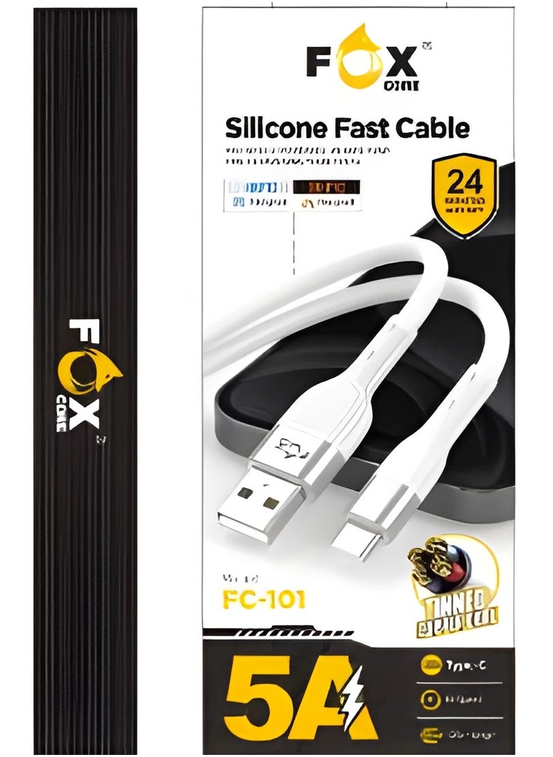 Fox Foxcore 5A Nylon Fast Charging USB Type C Charger Cable Compatible with Samsung Huawei Xiaomi 120cm  - Image 1