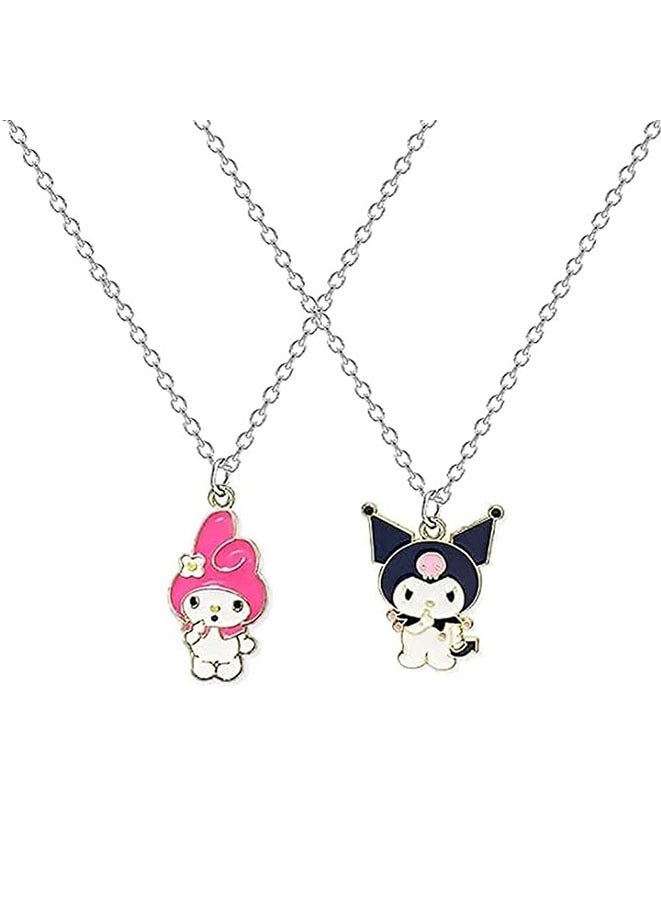 قلادة كروماي / مي ميلودي كرتون 2 قطعة - قلادة لطيفة مع تعليقة - إكسسوارات كاواي - هدية لصديقة أفضل للفتاة - Image 1