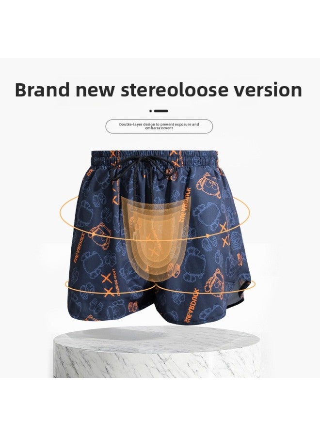 إسكدنيا ملابس سباحة رجالية احترافية مضادة للإحراج مقاس كبير فضفاض بطبقة مزدوجة سراويل سباحة للرجال ربيع حار مجموعة كاملة للرجال - اللون: برتقالي - حجم الدب: مقاس كبير (70.00 كجم - 90.00 كجم موصى به - Image 4