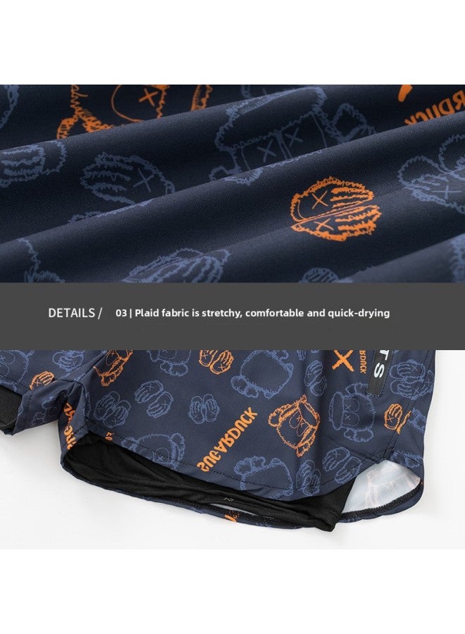 إسكدنيا ملابس سباحة رجالية احترافية مضادة للإحراج مقاس كبير فضفاض بطبقة مزدوجة سراويل سباحة للرجال ربيع حار مجموعة كاملة للرجال - اللون: برتقالي - حجم الدب: مقاس كبير (70.00 كجم - 90.00 كجم موصى به - Image 5