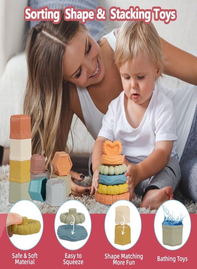 BYFWH Shape Sorter for Toddler 1-3, 5 in 1 Montessori Baby Toys for Infants 6-48 Months, Sorting & Stacking Toy for Fine Motor Skills, Sensory Learning Set with Rings Link, Birthday Gift - Image 3