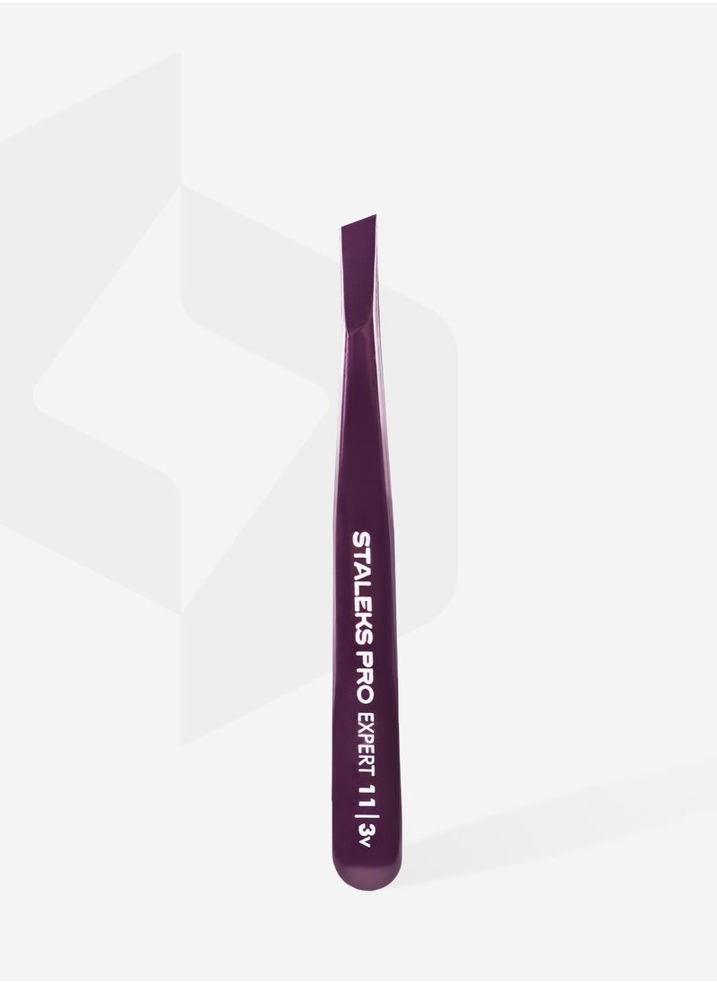 Eyebrow Tweezers Violet - EXPERT 11 | TYPE 3v (wide beveled)