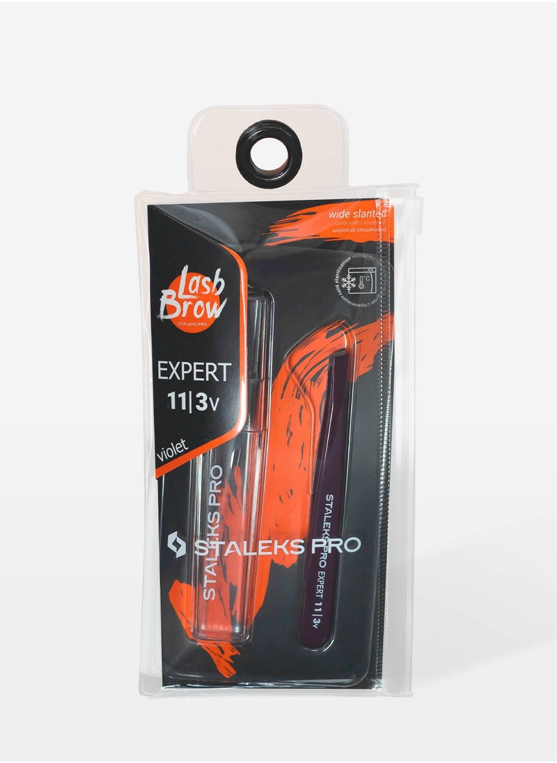 Eyebrow Tweezers Violet - EXPERT 11 | TYPE 3v (wide beveled)