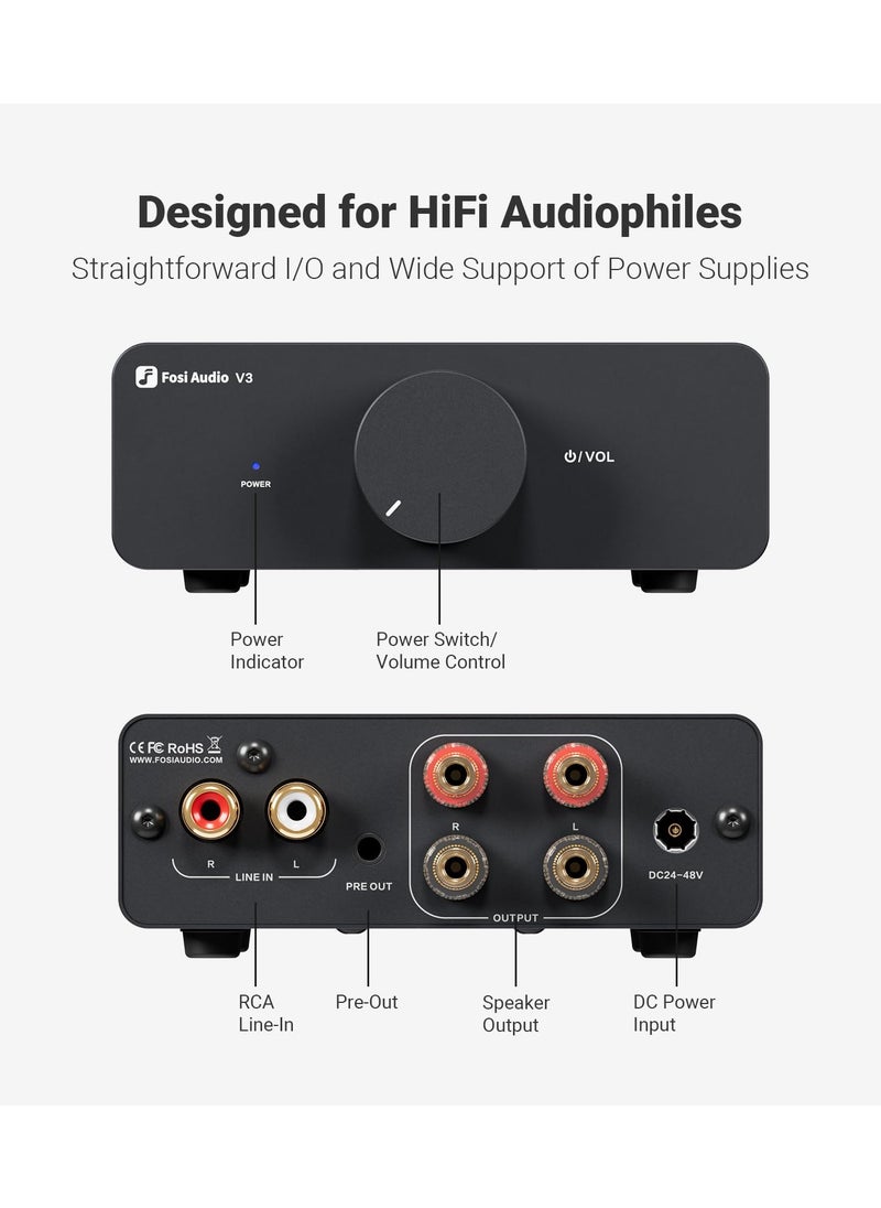 SYOSI - مكبر صوت ستيريو Audio V3 ثنائي القناة، مكبر صوت مكون من مكونات صوتية عالية الدقة بقوة 300 واط × 2 TPA3255 فئة D، صوت ستيريو مكون صغير لمكبرات الصوت السلبية المثبتة على الرفوف أو المسرح المنزلي - Image 1