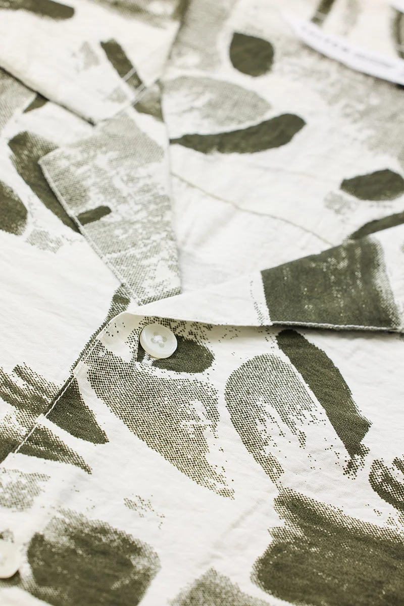 SNITCH Off-White Abstract Half Sleeve Boxy Shirt