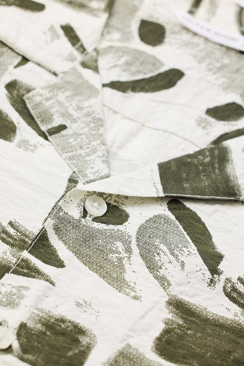 سنيتش Off-White Abstract Half Sleeve Boxy Shirt