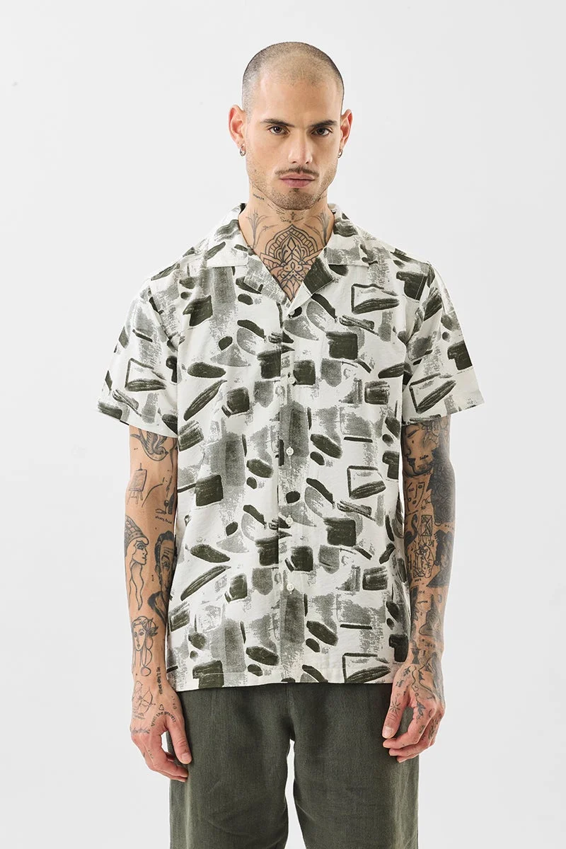 سنيتش Off-White Abstract Half Sleeve Boxy Shirt