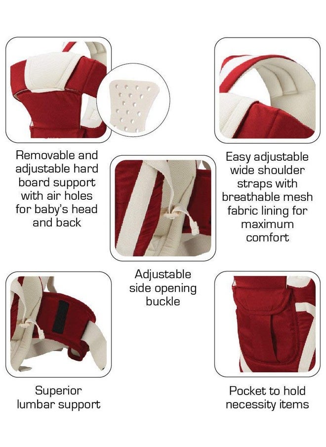 Chinmay Kids - 4-In-1 Adjustable Baby Carrier Cum Kangaroo Bag/Baby Carry Sling/Back/Front Carrier For Baby With Safety Belt And Buckle Straps For 0-18 Months (Maroon), Kid - Image 1