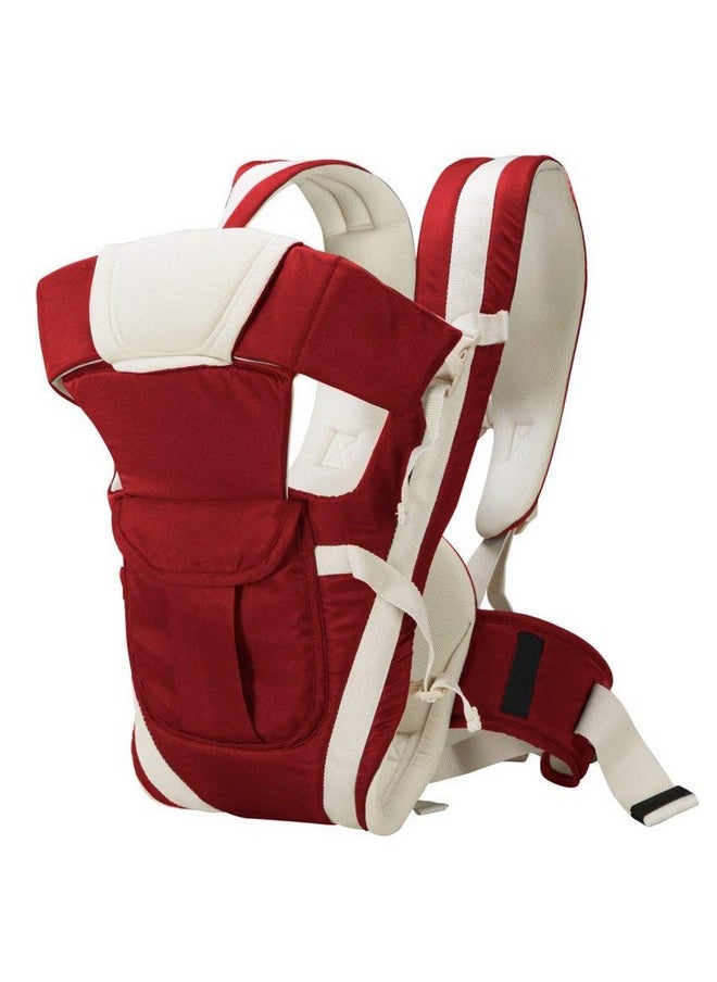 Chinmay Kids - 4-In-1 Adjustable Baby Carrier Cum Kangaroo Bag/Baby Carry Sling/Back/Front Carrier For Baby With Safety Belt And Buckle Straps For 0-18 Months (Maroon), Kid - Image 1