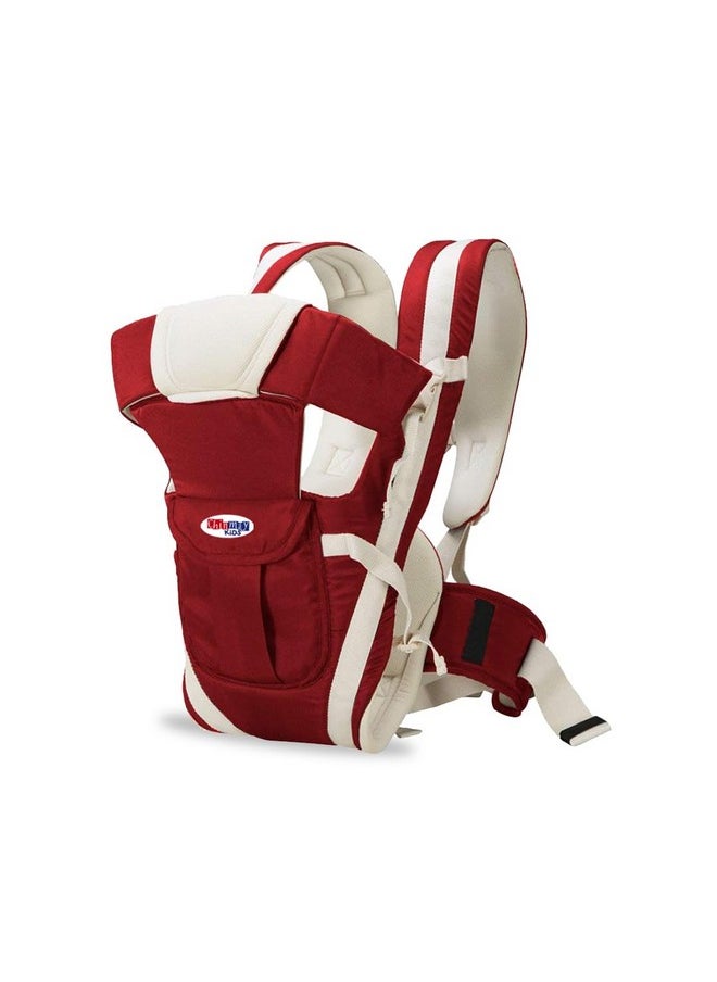 Chinmay Kids - 4-In-1 Adjustable Baby Carrier Cum Kangaroo Bag/Baby Carry Sling/Back/Front Carrier For Baby With Safety Belt And Buckle Straps For 0-18 Months (Maroon), Kid - Image 1