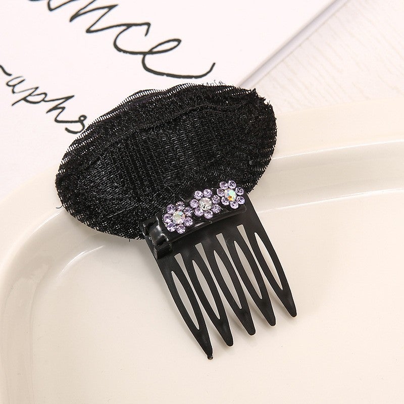 Generic Black Hair Bun Sponge Boost Volumizer Invisible Top Clip Purple Air-permeable Cushion Hair 