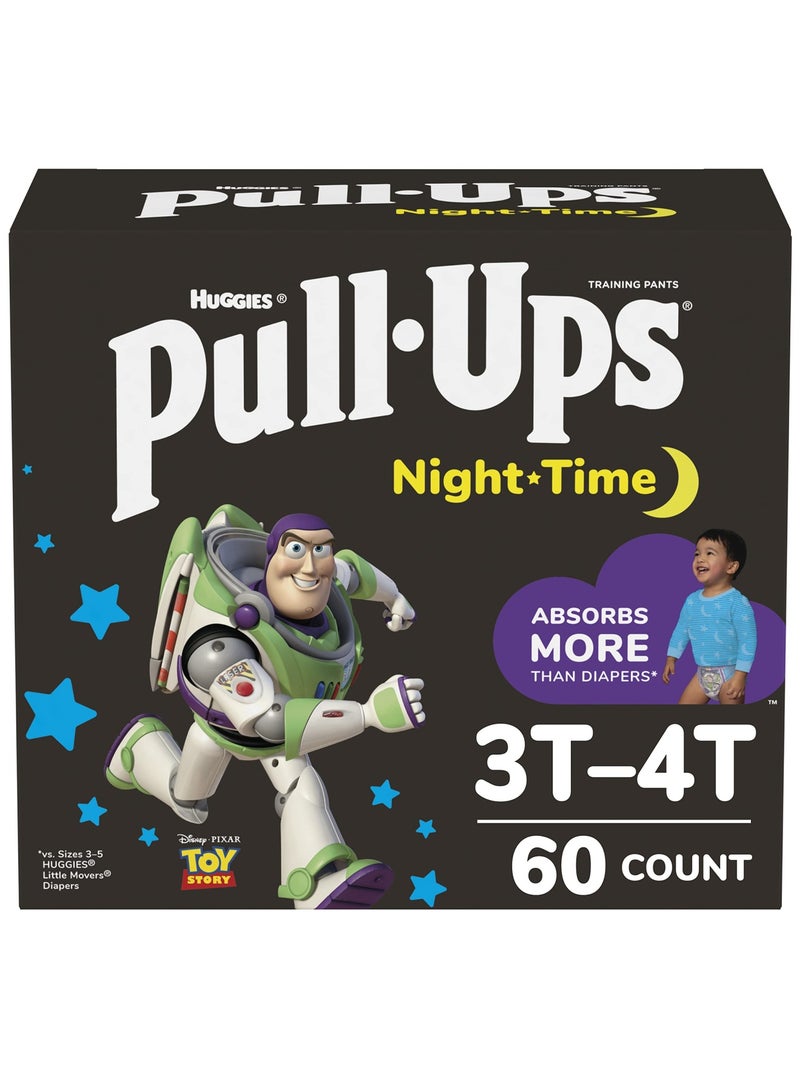 Pull-Ups Boys' Nighttime Potty Training Pants Training Underwear 3T4T 3240 Lbs 60 Ct  - Image 1