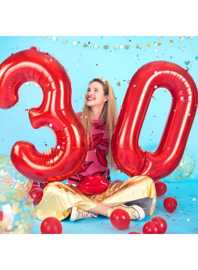 Lovoir بالون رقم 0 كبير الحجم 40 بوصة باللون الأحمر - حجم ضخم من بالونات المايلار الفويل بالهيليوم لزينة حفلات عيد الميلاد والتخرج وحفلات الزفاف وذكرى الزواج وحفلات استقبال المواليد والتصوير الفوتوغرافي. - Image 3