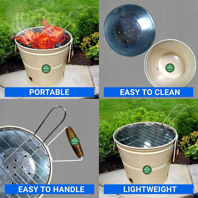 إسكدنيا شواية فحم محمولة للمنزل | مجموعة شواية تندوري وشواية باربكيو من الفولاذ المقاوم للصدأ مع أعواد الشواء - مثالية للتخييم والنزهات في الهواء الطلق (العاجي، قائمة بذاتها) - Image 4