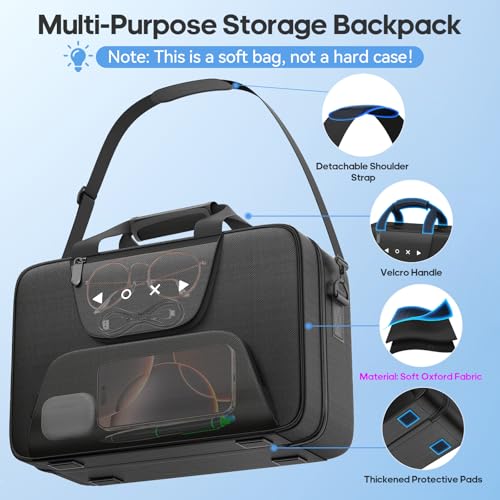 Gersker Carrying Case Compatible with PS5/Slim/Pro Disc & Digital, PS5 Travel Case for Play 5 Controllers, PS Portal, Game Discs, PS 5 Protective Travel Bag Play 5 Carry with Zipper Pocket, Black - Image 5