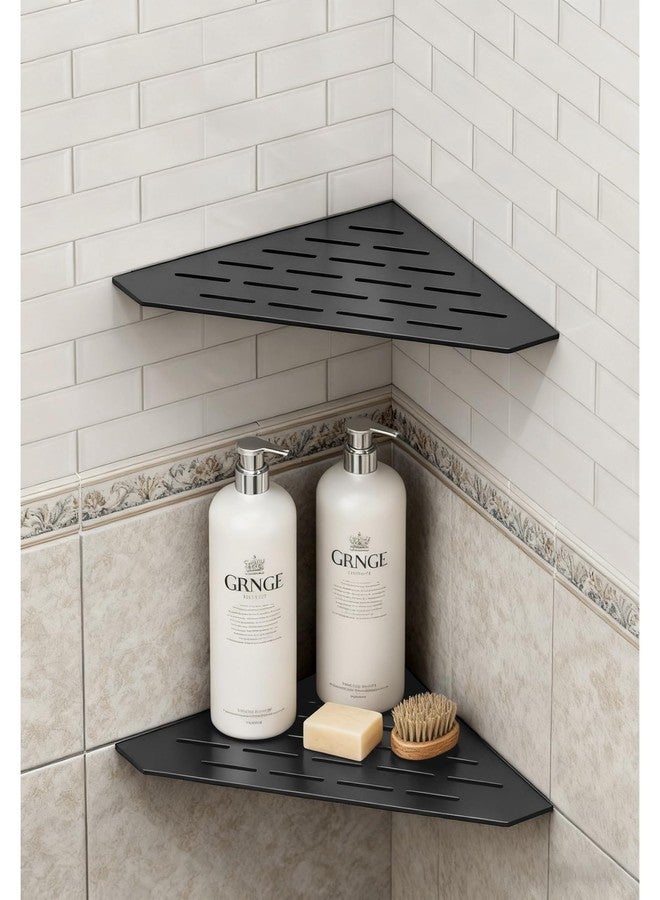 Homevacious Corner Shower Shelf 10 Inch 304 Stainless Steel Grout in Tiled Wall Shower Corner Shelves for Bathroom Organizer 2 Pcs Matte Black - Image 1