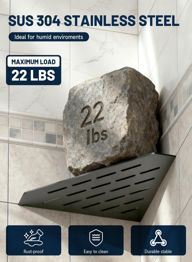 Homevacious Corner Shower Shelf 10 Inch 304 Stainless Steel Grout in Tiled Wall Shower Corner Shelves for Bathroom Organizer 2 Pcs Matte Black - Image 2