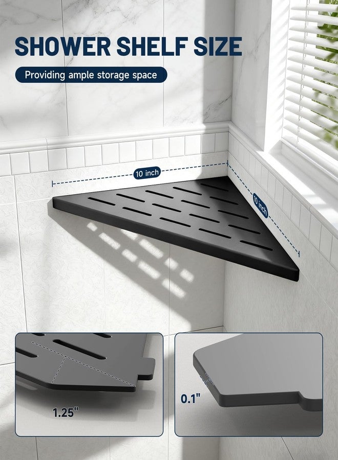 Homevacious Corner Shower Shelf 10 Inch 304 Stainless Steel Grout in Tiled Wall Shower Corner Shelves for Bathroom Organizer 2 Pcs Matte Black - Image 5