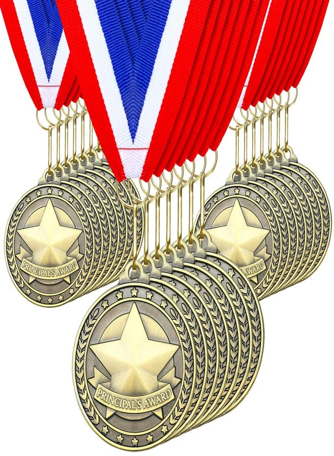 Remuuly 30 Pcs Principal Gold Medals Bulk 2'' Award Medals with Neck Ribbons Principal Trophy Award Prize Gift for Sports Participation Winner - Image 1