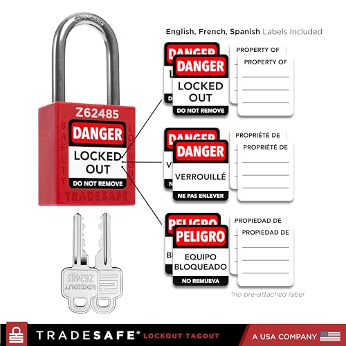 TRADESAFE Lockout Tagout Locks Set - 10 Red Keyed Alike Padlocks, 2 Keys Per Lock, OSHA Compliant Loto Locks for Lock Out Tag Out Stations, Premium Grade - Image 3