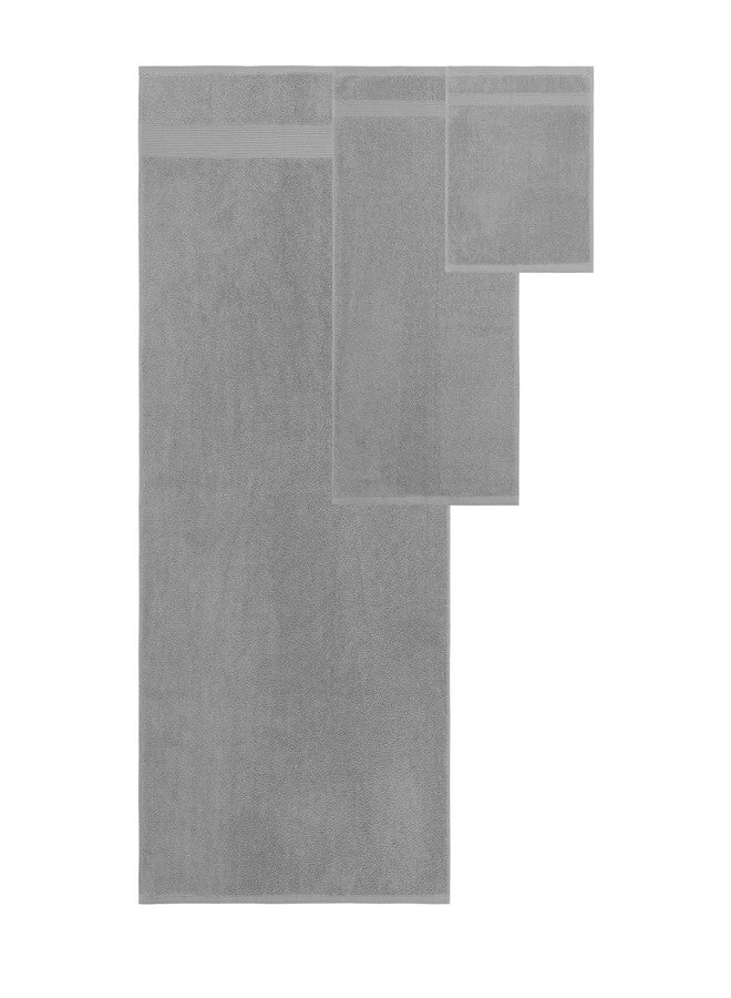 Modern Threads Otis 6-Piece 100% Cotton Towel Set - Zero Twist Jacquard Chevron - Includes 2 Bath Towels, 2 Hand Towels, 2 Washcloths - Absorbent, Quick Dry, Soft & Durable - Gray - Image 5