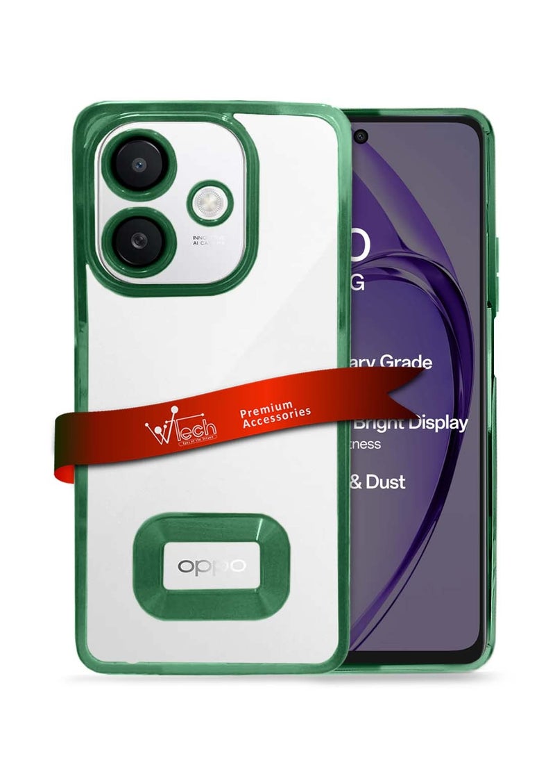 Wtech Oppo A3x 4G 2024 PU Luxury Plating Raised Lips Camera Hole Case Cover - Dark Green - Image 1