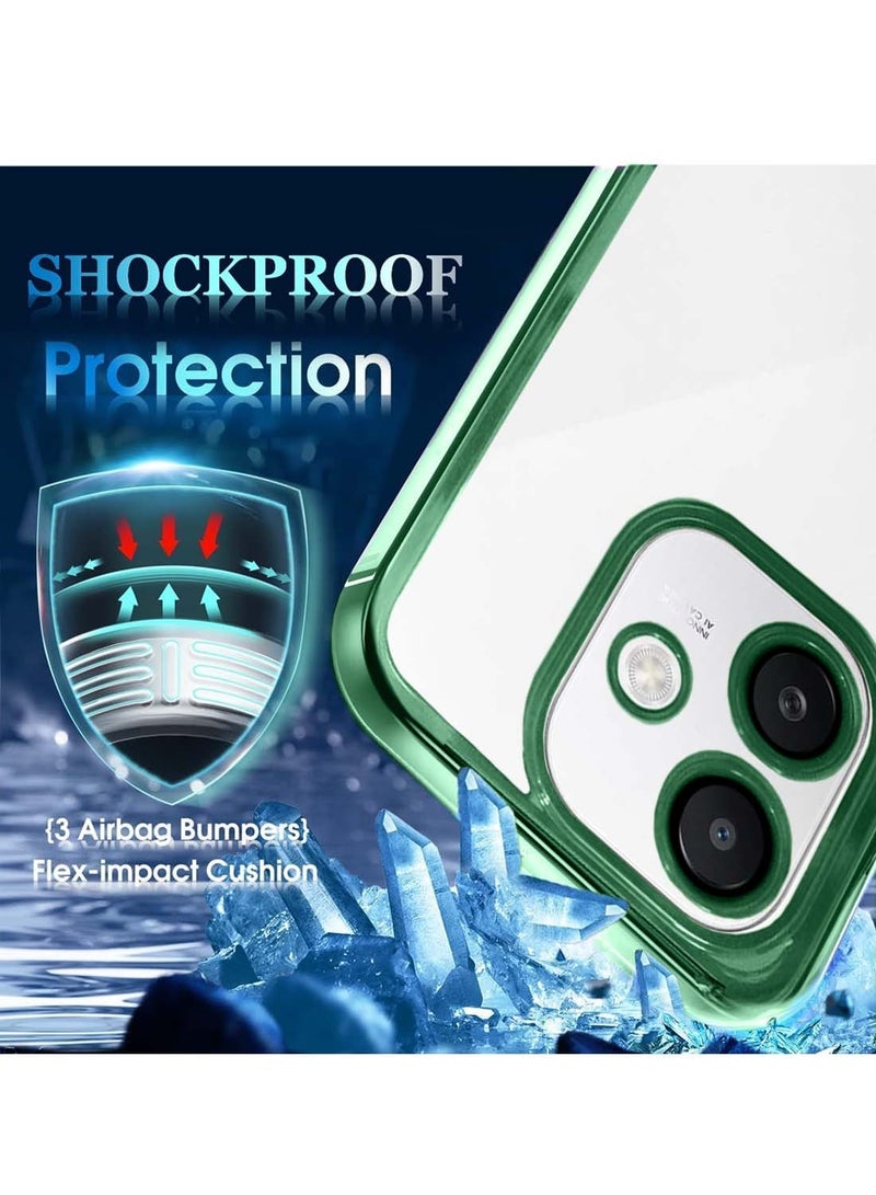 Wtech Oppo A3x 4G 2024 PU Luxury Plating Raised Lips Camera Hole Case Cover - Dark Green - Image 3