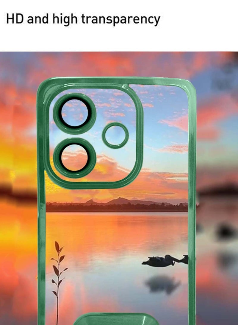 Wtech Oppo A3x 4G 2024 PU Luxury Plating Raised Lips Camera Hole Case Cover - Dark Green - Image 5