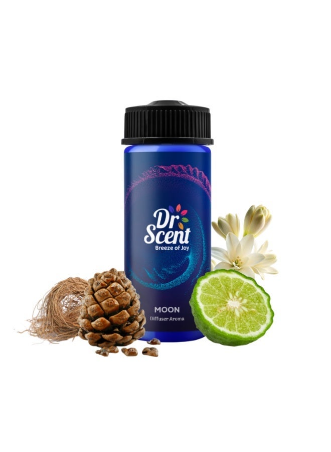 Dr Scent Diffuser Aroma Moon, Feel the Fresh Notes Lime and Bergamot, Blending with Intense Notes rich and Sweet Amber and Patchouli (170ml) - Image 1