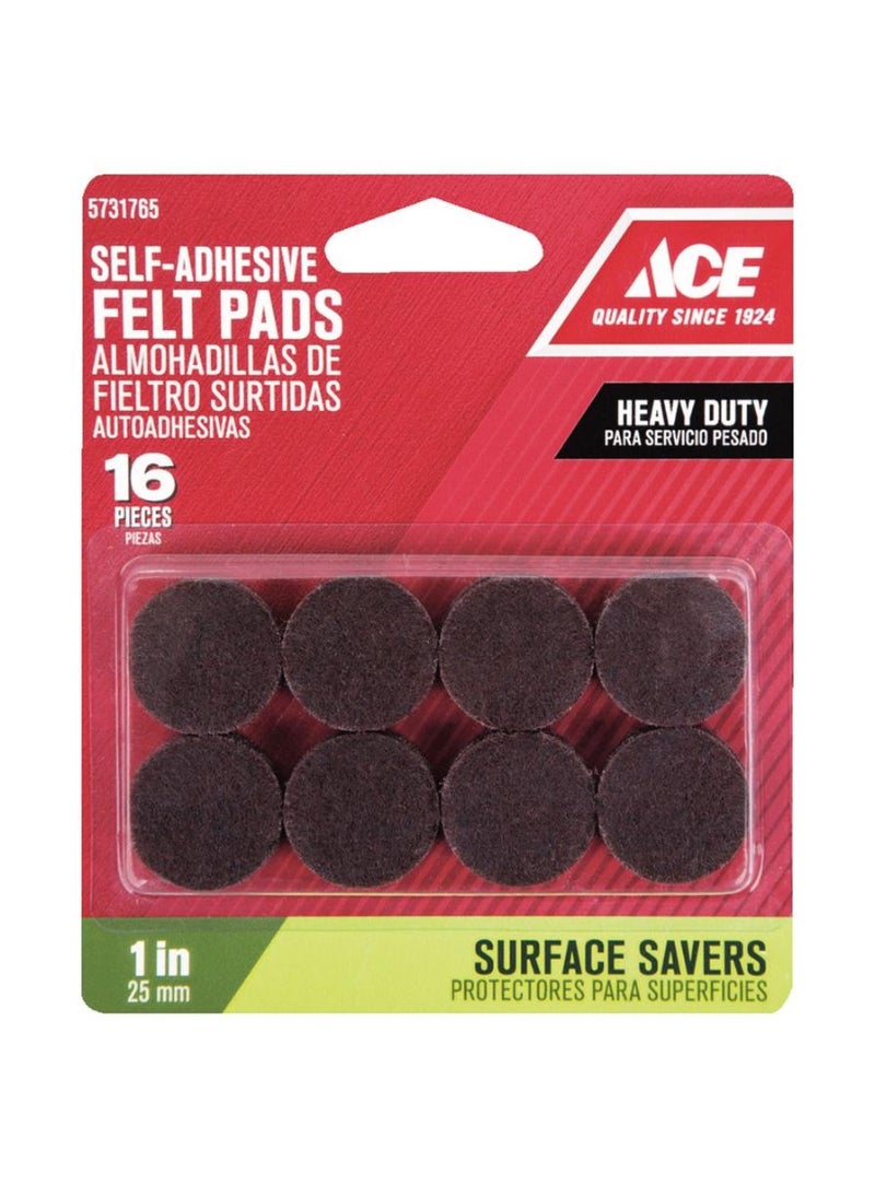 Ace Self Adhesive Felt Pads Pack 2.5cm 16 Pieces