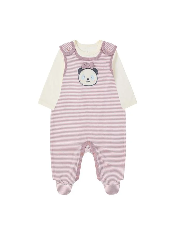 Luna & Lily 2-Piece Striped Romper and Plain Bodysuit