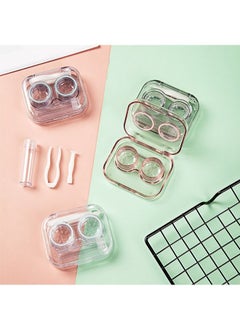Generic 4PCS Contact Lens Care Case Beauty Contact Lens Case Contact Lens Storage and Soaking Case Contact Lens Case with Tweezers Wearing Rod Bottle Purple Pink Green Blue  - Image 5