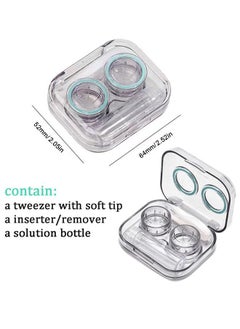 Generic 4PCS Contact Lens Care Case Beauty Contact Lens Case Contact Lens Storage and Soaking Case Contact Lens Case with Tweezers Wearing Rod Bottle Purple Pink Green Blue  - Image 2