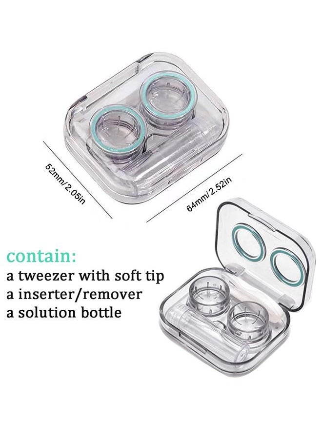 Generic 4PCS Contact Lens Care Case Beauty Contact Lens Case Contact Lens Storage and Soaking Case Contact Lens Case with Tweezers Wearing Rod Bottle Purple Pink Green Blue  - Image 2
